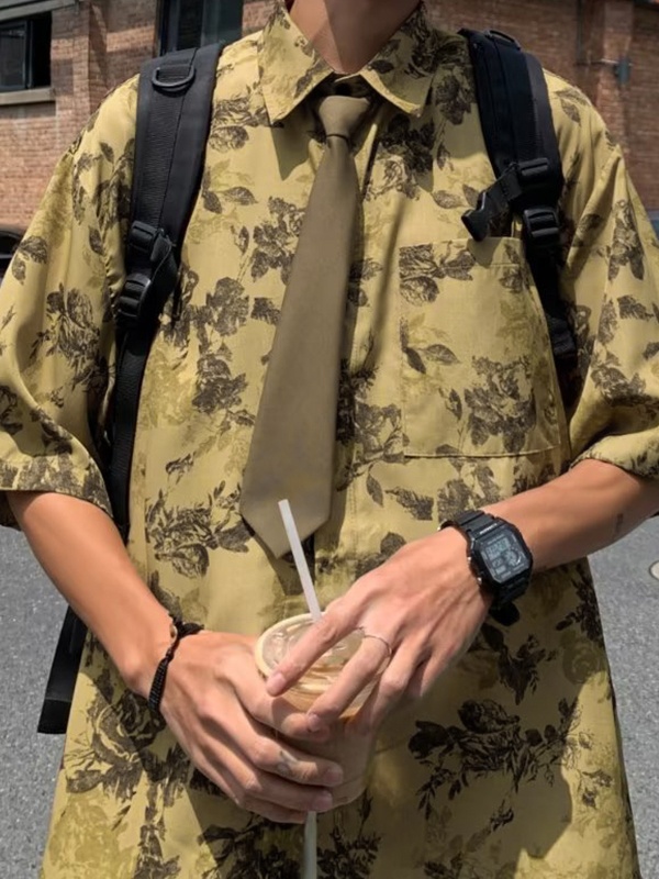 Men's Vintage Rose Print Shirt-1