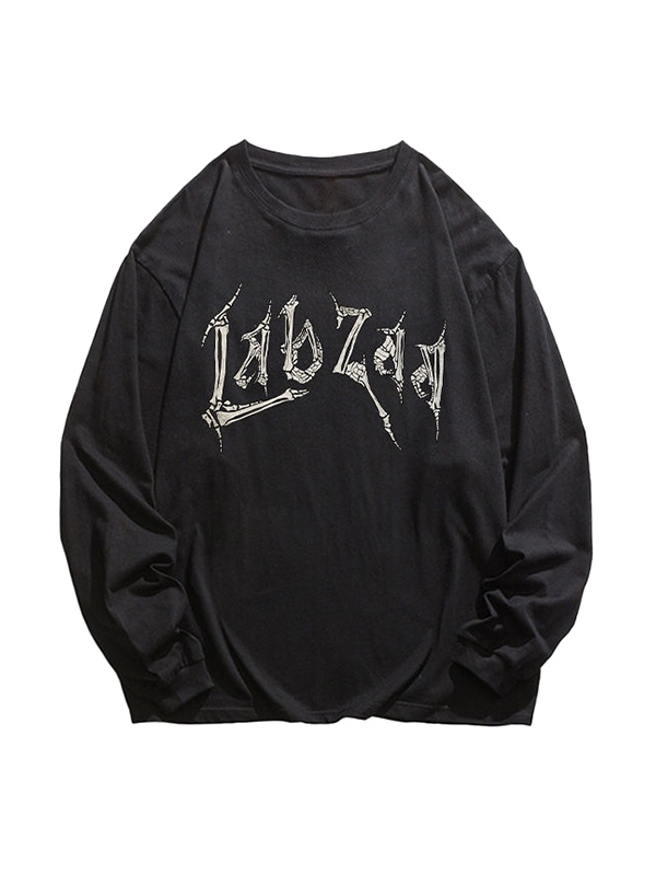 Men's American Style Skull Print Long Sleeve Tee-1