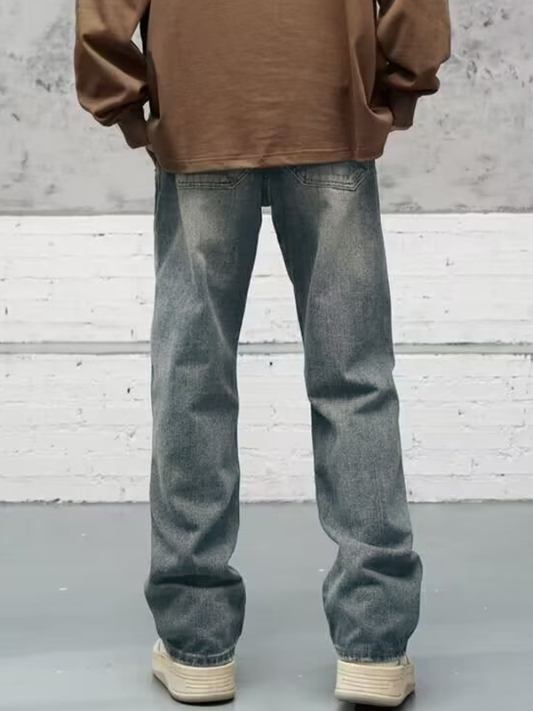 Men's Distressed Zip Up Pocket Cargo Jeans-2