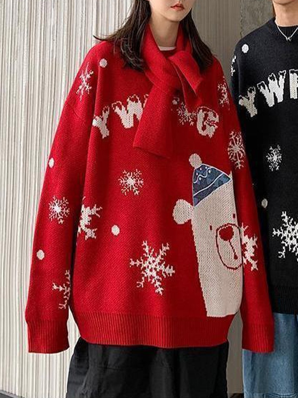 Men's Christmas Element Jacquard Baggy Sweater-1