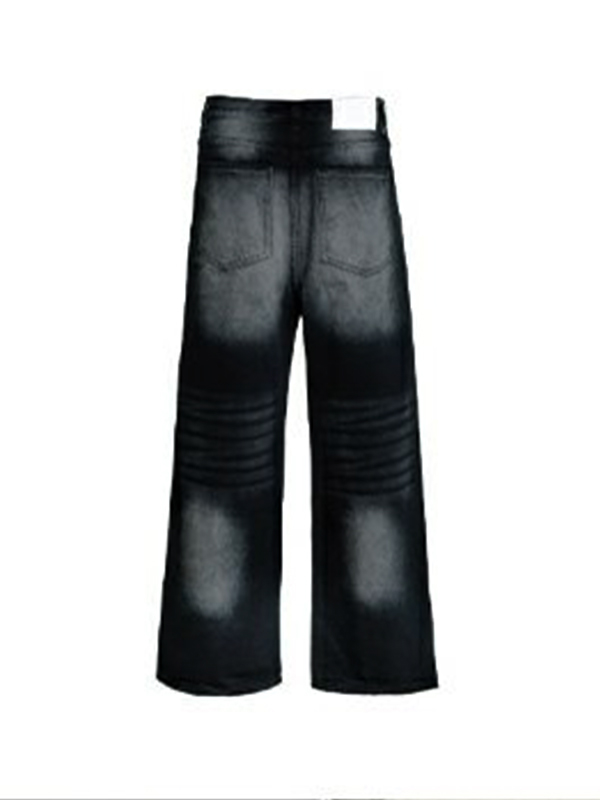 Men's Vintage Distressed Wash Dangle Straight Leg Jeans-4