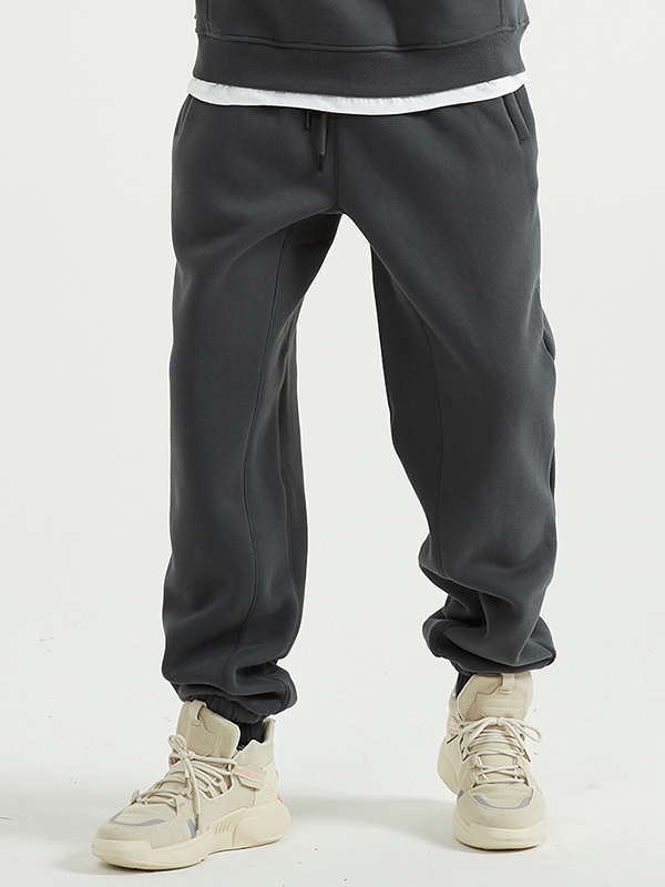 Men's Solid Color Bound Feet Sweatpants-1