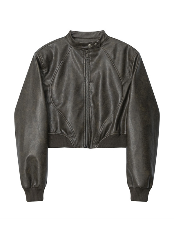 Splice Leather Short Varsity Jacket-3