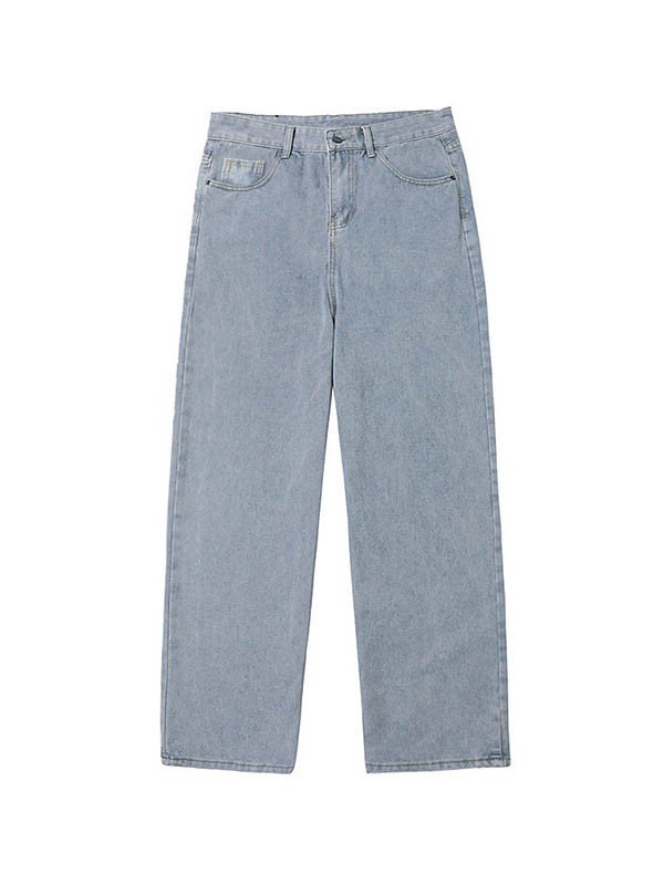 Men's Washed Classic Straight Leg Jeans-2