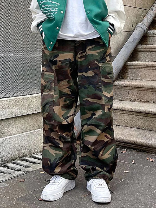 Men's Camo Print Pocket Cargo Pants-1
