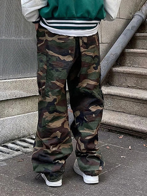 Men's Camo Print Pocket Cargo Pants-3