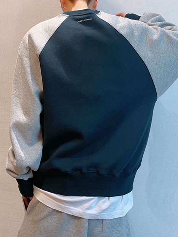 Men's Raglan Letter Print Pull Over Swetshirt-2