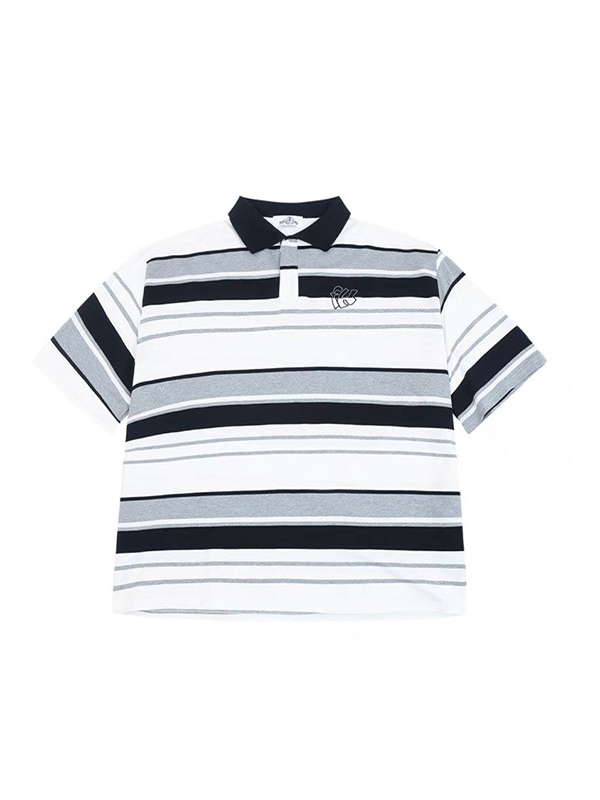 Men's Contrast Striped Embroidery Short Sleeve Tee-2