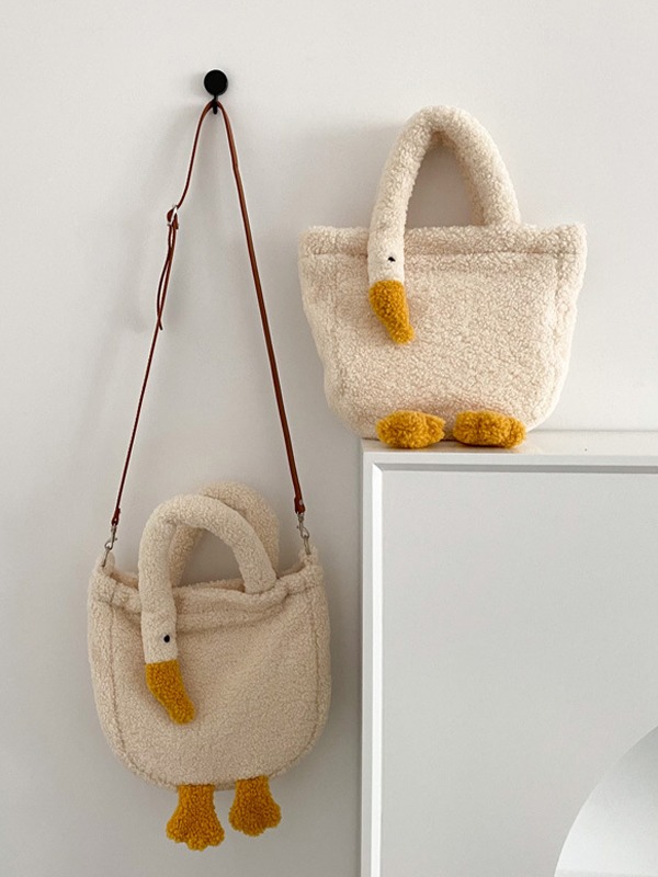 Goose Pattern Fleece Crossbody HandBag-5