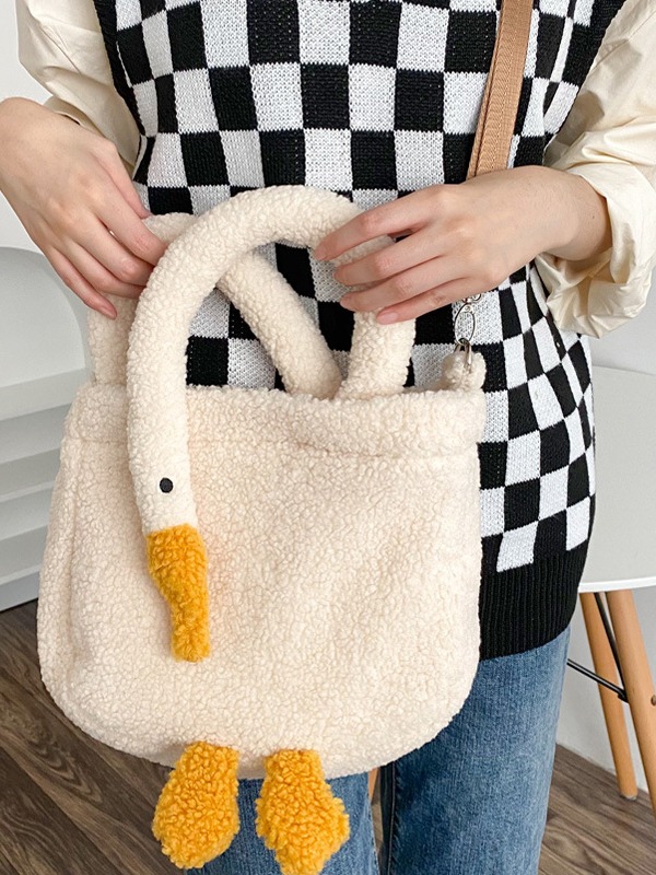 Goose Pattern Fleece Crossbody HandBag-2