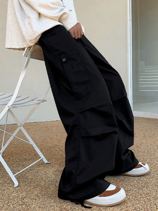 Men's Ruched Straight Leg Cargo Pants-2