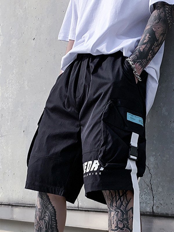 Men's Buckle Pocket Loose Cargo Shorts-1