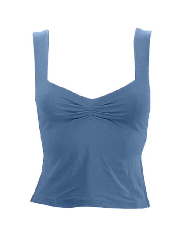 Low Cut Sleeveless Sweetheart Neck Cropped Tank Top-3