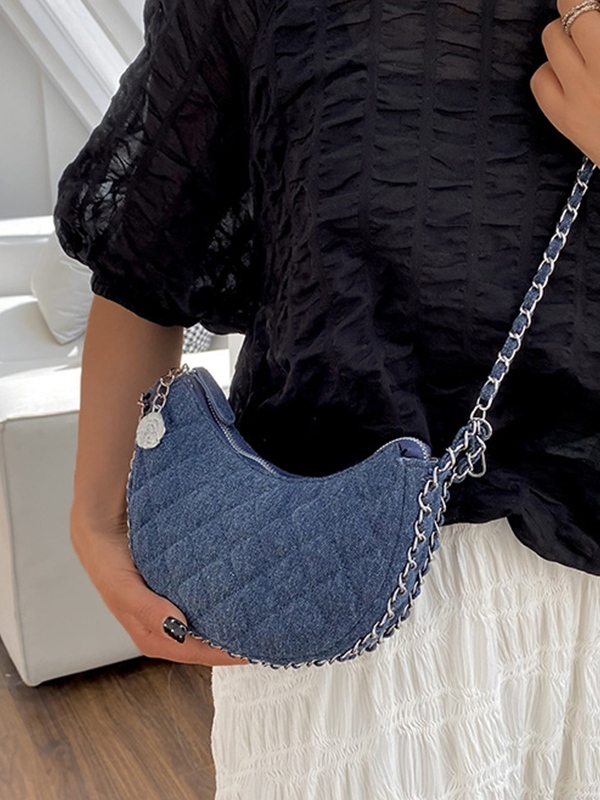 Denim Rhombus Chain Crossbody Bag-1