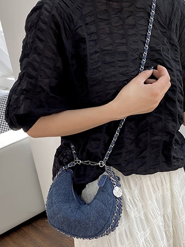Denim Rhombus Chain Crossbody Bag-2