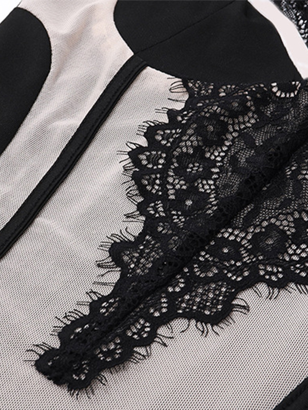 Mesh Lace Splice Cami Bodysuit-5